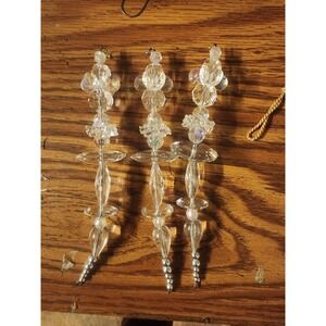 Vintage Acrylic Light Reflecting Plastic Icicle Christmas Ornaments Set Of 3